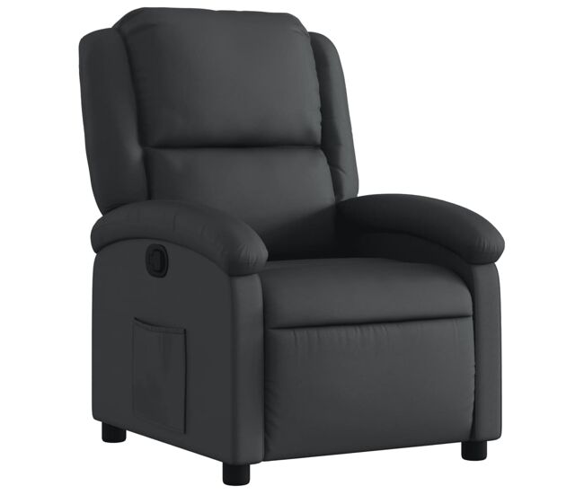 Vidaxl sillón reclinable de cuero auténtico negro