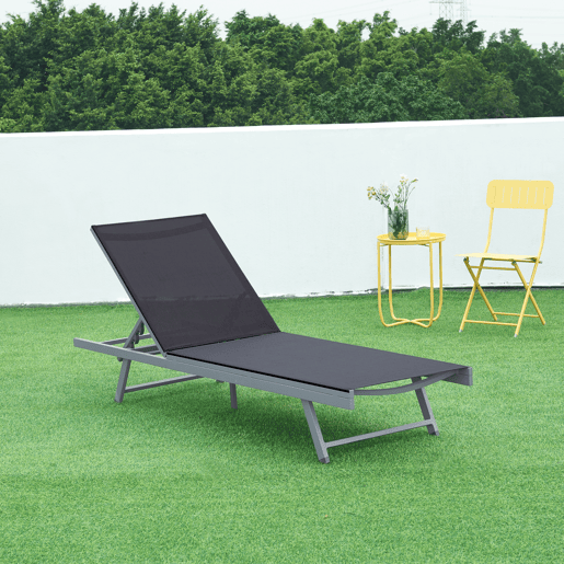 Espreguiçadeira Baragiano com encosto regulável 197x64x30cm - Antracite casa.pro