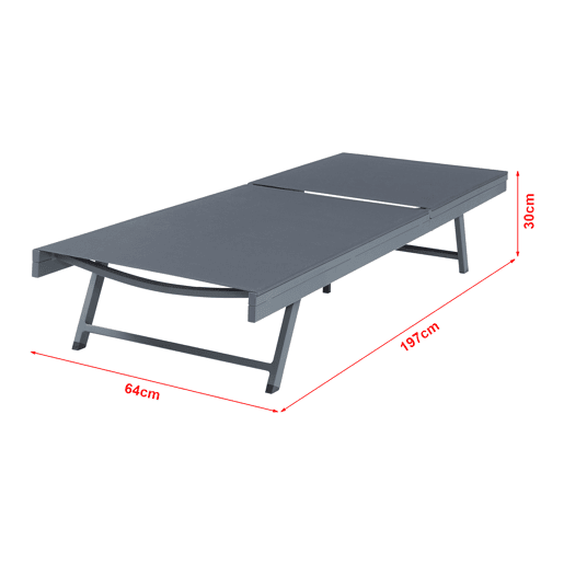 Espreguiçadeira Baragiano com encosto regulável 197x64x30cm - Antracite casa.pro
