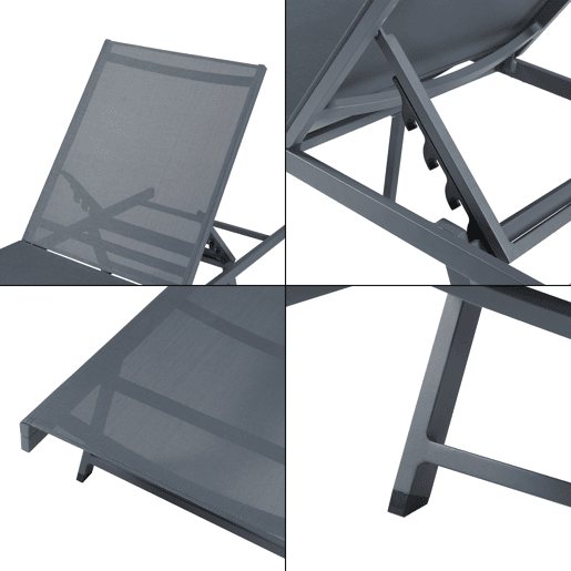 Espreguiçadeira Baragiano com encosto regulável 197x64x30cm - Antracite casa.pro