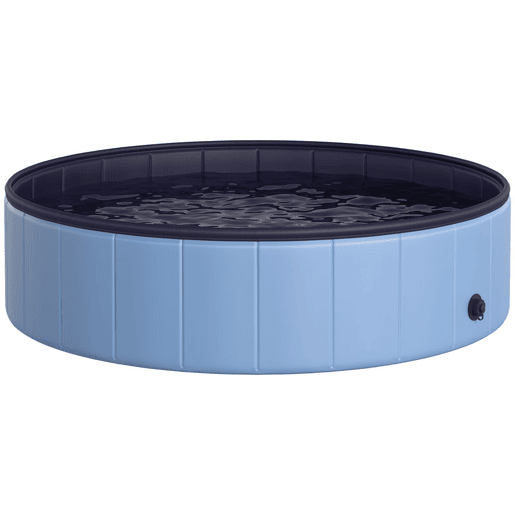 PawHut Piscina Dobrável para Cães Gatos Banheira Portátil para Animais de Estimação PVC Antiderrapante Múltiplo Uso para Interior e Exterior Ø120x30 cm Azul