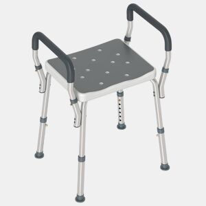 HOMCOM Banco de Duche Cadeira de Duche para Pessoas Idosas com Altura Ajustável Cadeira de Duche de Alumínio Antiderrapante Carga 150 kg para Idosos e Descapacitados 52x45x57-69 cm Cinza
