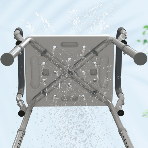 HOMCOM Banco de Duche Cadeira de Duche para Pessoas Idosas com Altura Ajustável Cadeira de Duche de Alumínio Antiderrapante Carga 150 kg para Idosos e Descapacitados 52x45x57-69 cm Cinza