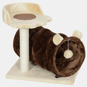 PawHut Arranhador para Gatos Altura 47 cm Arranhador para Gatos com Túnel Cama Plataforma Bola Suspensa e Poste de Juta Marrom Escuro