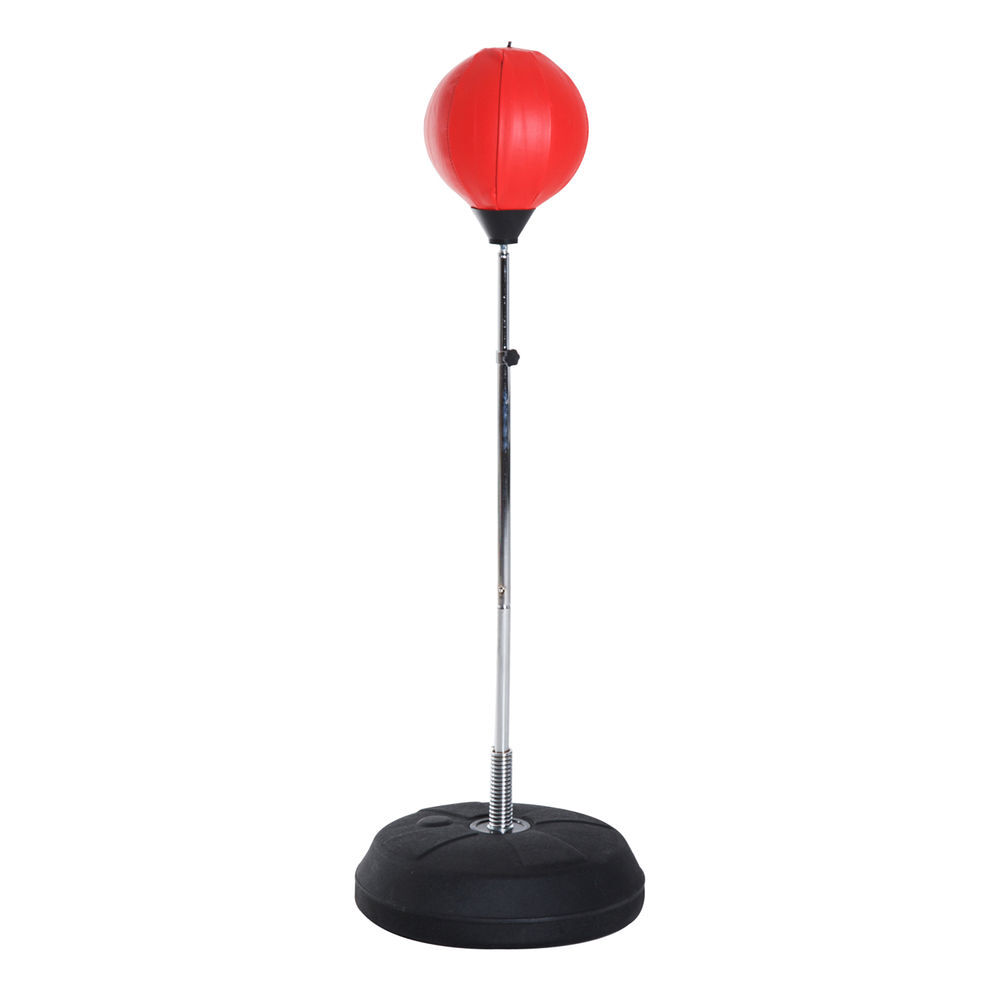 Homcom saco de boxeo de pie punching ball con altura ajustable en 4 niveles 126-144 cm base rellenable y guantes de boxeo para adultos y adolescentes rojo