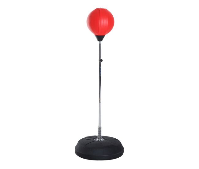Homcom saco de boxeo de pie punching ball con altura ajustable en 4 niveles 126-144 cm base rellenable y guantes de boxeo para adultos y adolescentes rojo