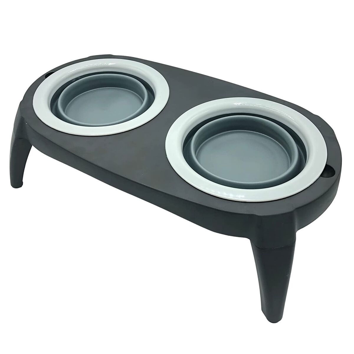Well home comedero doble plegable para mascotas, silicona, antideslizante