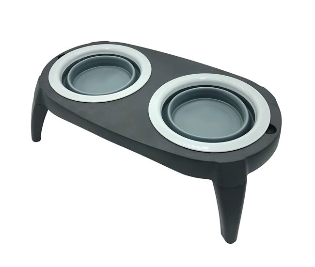 Well home comedero doble plegable para mascotas, silicona, antideslizante