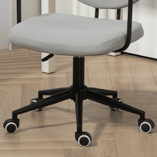 HOMCOM Cadeira de Escritório Cadeira de Escritório com Apoio para os Braços de Madeira e Altura Ajustável Cadeira Giratória para Estúdio Dormitório Carga 120 kg 59x55x84-94 cm Cinza
