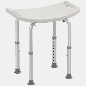 HOMCOM Banco de Duche Banco de Segurança para Duche com Altura Ajustável em 8 Posições com Base de Borracha Antiderrapante 50x36x39,5-56,5 cm Branco