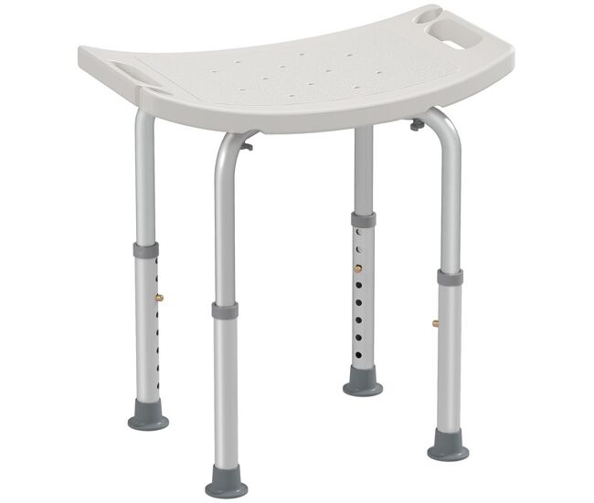 Homcom taburete de ducha silla ducha personas mayores con altura regulable taburete baño de aluminio antideslizante carga 135 kg para ancianos y discapacitados blanco