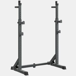 SPORTNOW Suporte para Barras de Pesos Multifuncional com Largura e Altura Ajustáveis Suporte de Musculação com Estrutura de Aço Carga 200 kg para Treino em Casa Ginásio 60-87x65x121-158 cm Preto