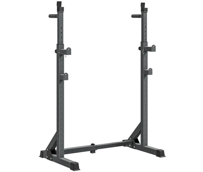 Sportnow soporte para barras de pesas multifuncional con ancho y altura ajustable rack musculación con marco de acero carga 150 kg para entrenamiento en gimnasio casa negro