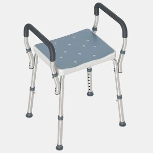 HOMCOM Banco de Duche Cadeira de Duche para Pessoas Idosas com Altura Ajustável Cadeira de Duche de Alumínio Antiderrapante Carga 150 kg para Idosos e Descapacitados 52x45x57-69 cm Azul