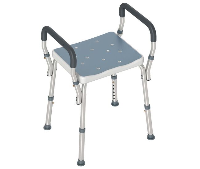 Homcom taburete de ducha silla ducha personas mayores con altura regulable silla para ducha de aluminio antideslizante carga 150 kg para ancianos y