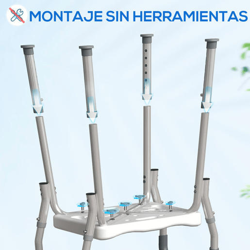HOMCOM Banco de Duche Cadeira de Duche para Pessoas Idosas com Altura Ajustável Cadeira de Duche de Alumínio Antiderrapante Carga 150 kg para Idosos e Descapacitados 52x45x57-69 cm Azul