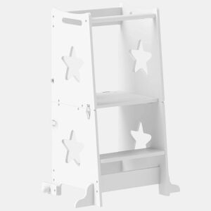 AIYAPLAY Torre de Aprendizagem 2 em 1 Torre de Aprendizagem para Crianças acima de 3 Anos Convertível em Mesa e Cadeira com Barreira de Segurança 60x44,5x86 cm Branco
