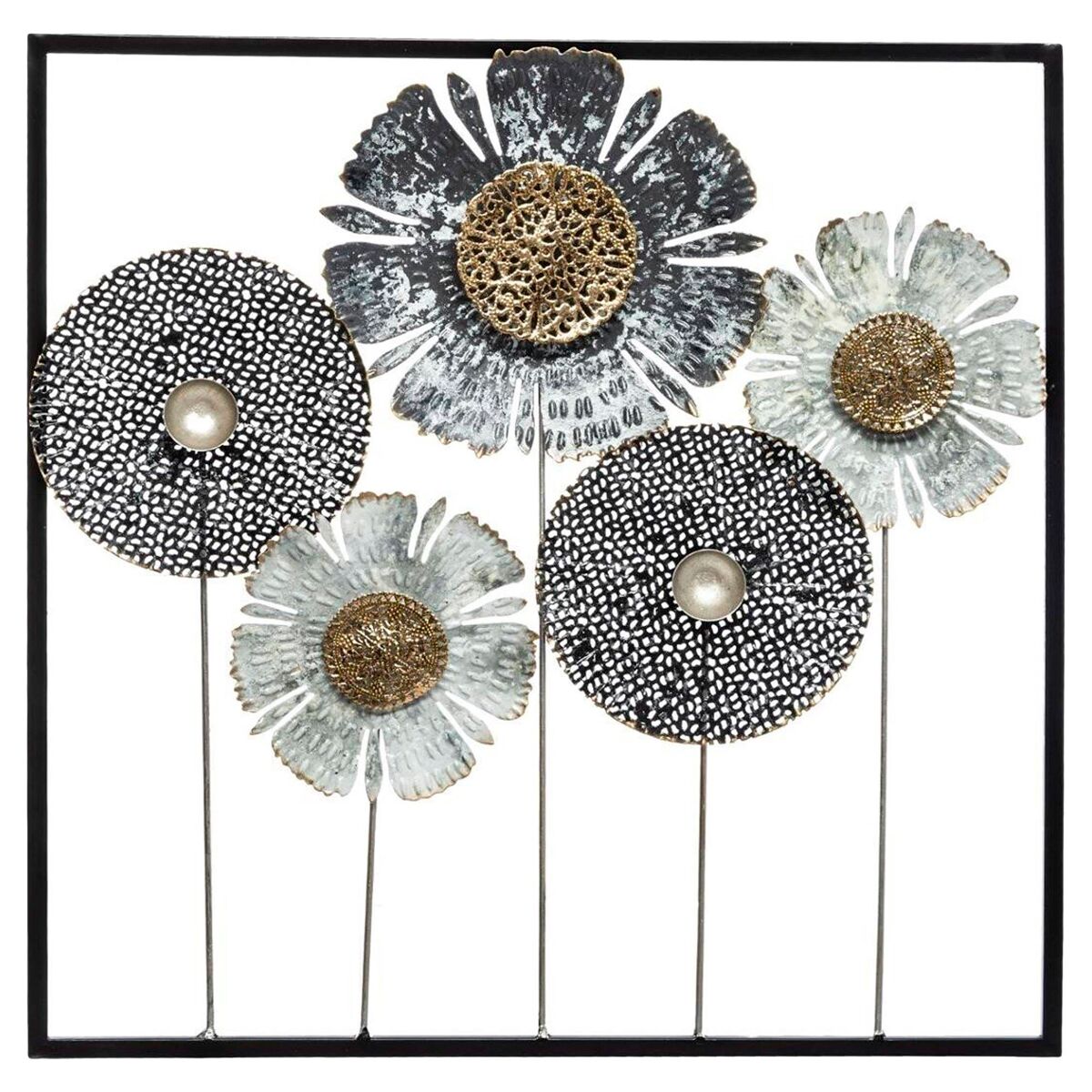 WELL HOME - Decoración de pared metálica de flores