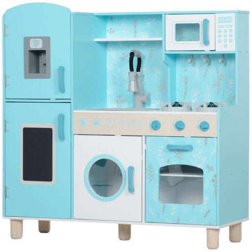 AIYAPLAY Cozinha de Madeira para Crianças acima de 3 Anos Cozinha Infantil com Sons Fogão Forno Micro-Ondas Máquina de Gelo e Acessórios 90x33,3x91,6 cm Azul AIYAPLAY Cozinha de Madeira para Crianças acima de 3 Anos Cozinha Infantil com Sons Fogão Forno Micro-Ondas Máquina de Gelo e Acessórios 90x33,3x91,6 cm Azul
