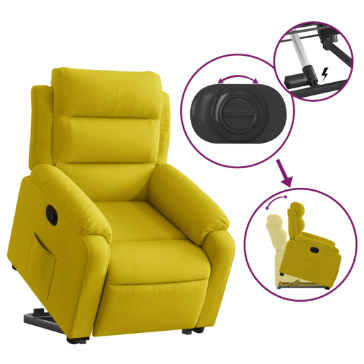 vidaXL Poltrona reclinável elevatória veludo amarelo vidaXL Poltrona reclinável elevatória veludo amarelo