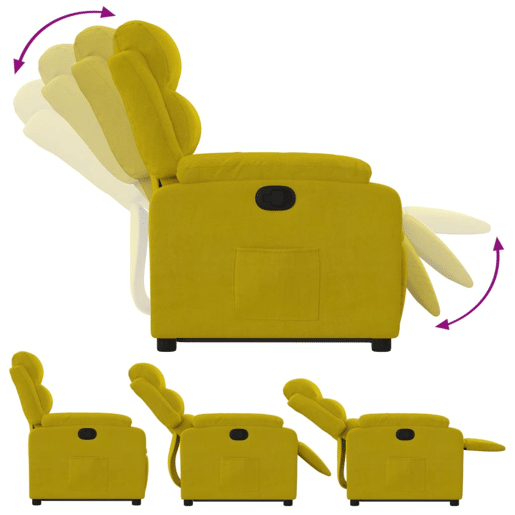 vidaXL Poltrona reclinável elevatória veludo amarelo vidaXL Poltrona reclinável elevatória veludo amarelo