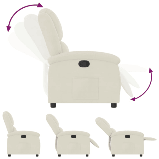 vidaXL Poltrona reclinável veludo creme