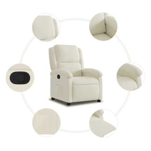 vidaXL Poltrona reclinável veludo creme
