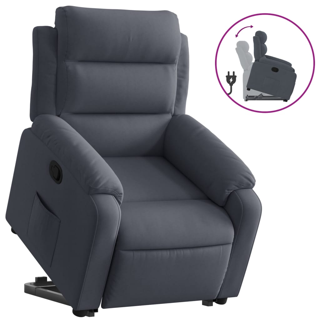 Vidaxl sillón reclinable elevable terciopelo gris oscuro
