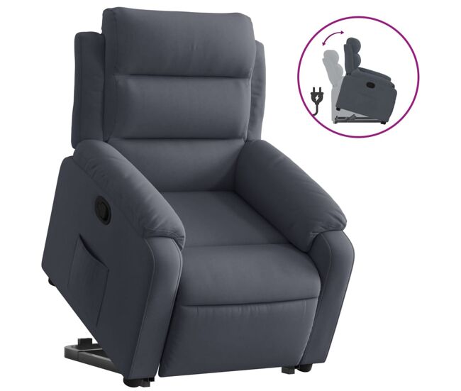 Vidaxl sillón reclinable elevable terciopelo gris oscuro