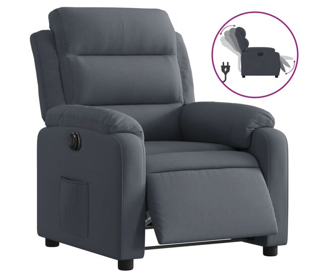 Vidaxl sillón reclinable eléctrico de terciopelo gris oscuro