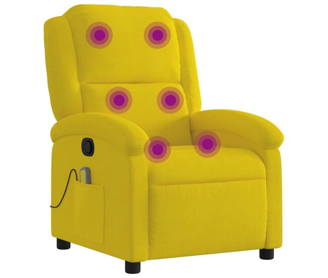 Vidaxl sillón de masaje reclinable de terciopelo amarillo