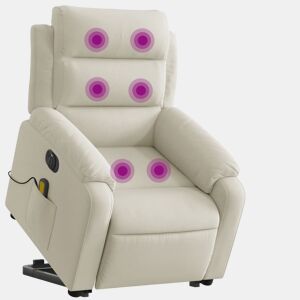vidaXL Poltrona massagens reclinável elevatória elétrica veludo creme