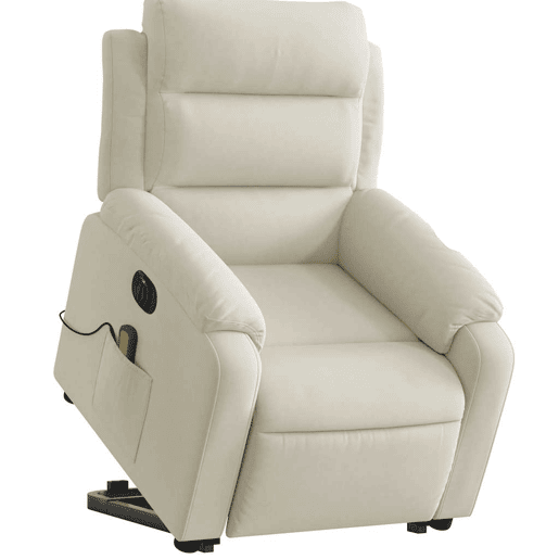 vidaXL Poltrona massagens reclinável elevatória elétrica veludo creme