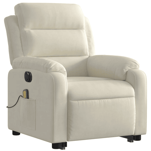 vidaXL Poltrona massagens reclinável elevatória elétrica veludo creme