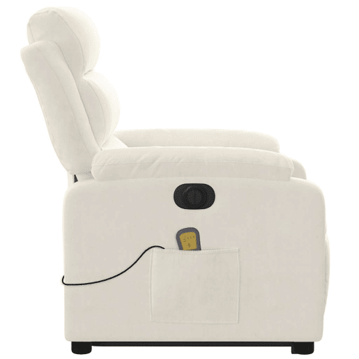 vidaXL Poltrona massagens reclinável elevatória elétrica veludo creme