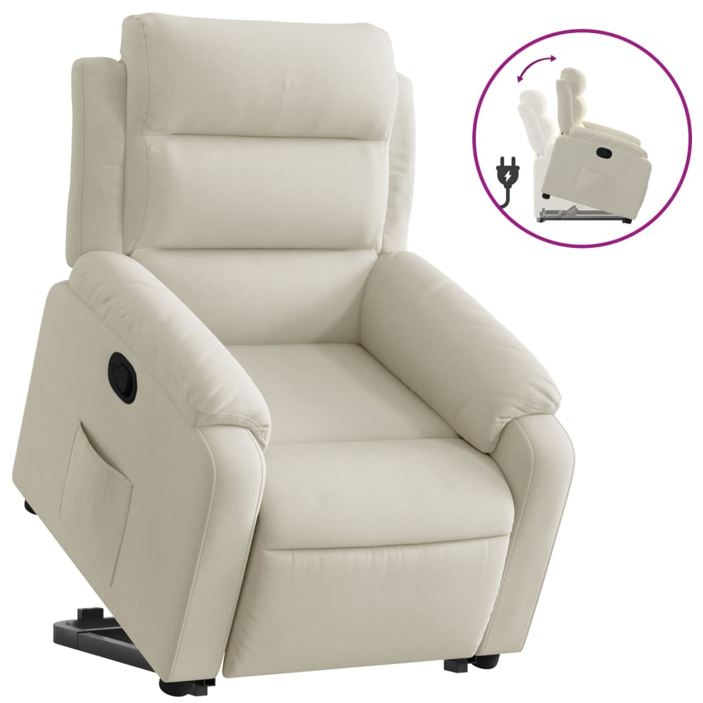 Vidaxl sillón reclinable elevable terciopelo crema