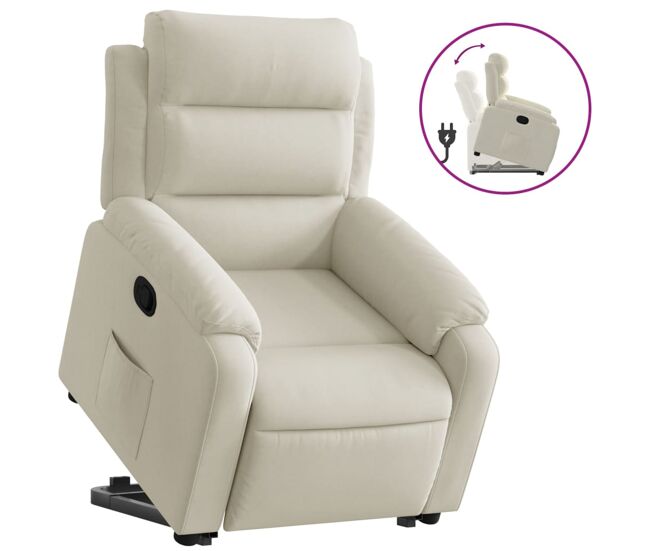 Vidaxl sillón reclinable elevable terciopelo crema