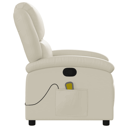 vidaXL Poltrona de massagens reclinável couro artificial cor creme