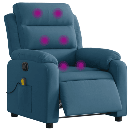 vidaXL Poltrona de massagens reclinável elétrica veludo azul vidaXL Poltrona de massagens reclinável elétrica veludo azul