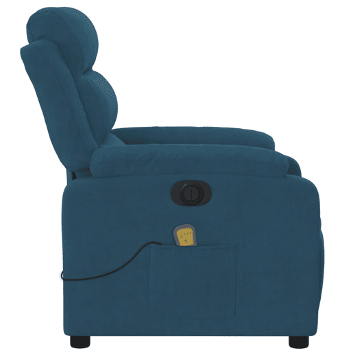 vidaXL Poltrona de massagens reclinável elétrica veludo azul vidaXL Poltrona de massagens reclinável elétrica veludo azul