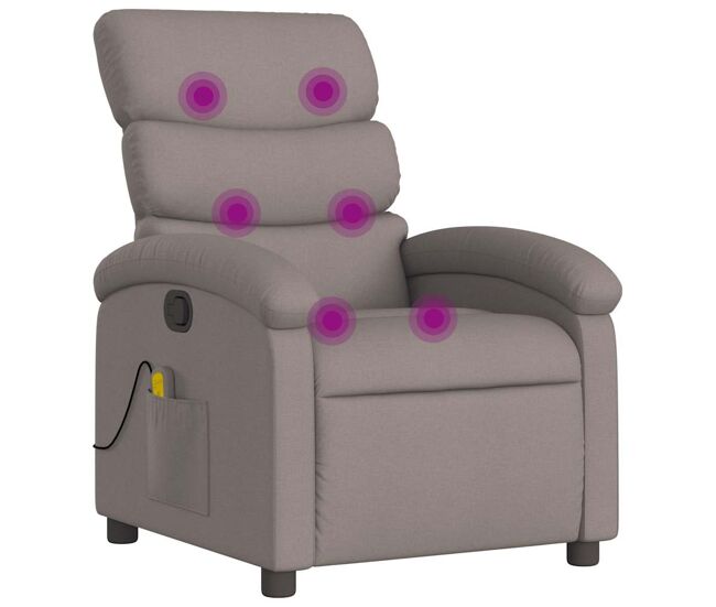 Vidaxl sillón de masaje reclinable de tela gris taupé