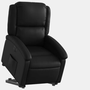 vidaXL Poltrona reclinável elevatória elétrica couro artificial preto