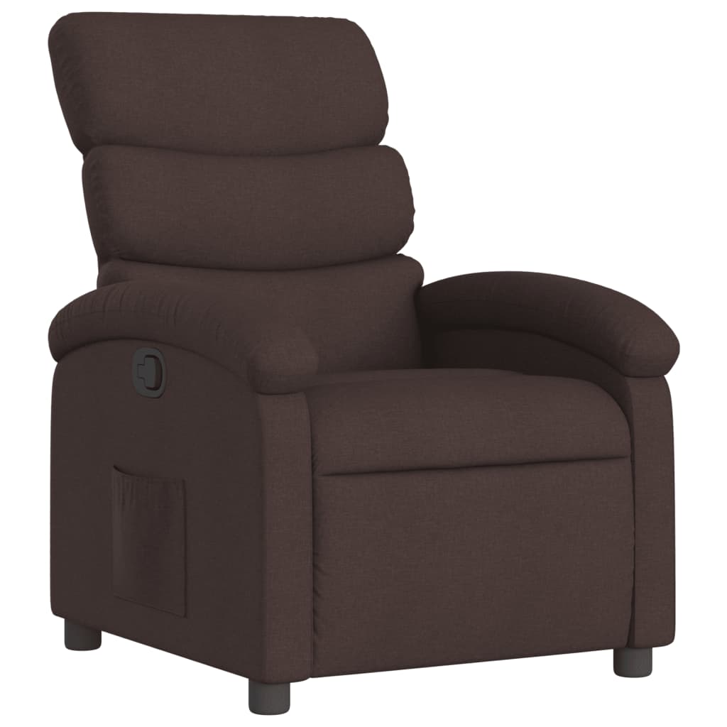 Vidaxl sillón reclinable de tela marrón oscuro