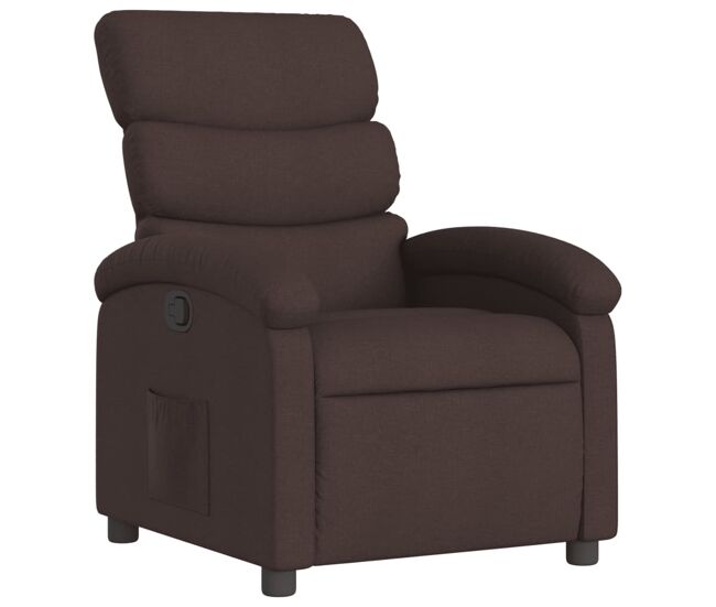 Vidaxl sillón reclinable de tela marrón oscuro