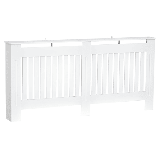 HOMCOM Cobertura Radiador com Desenho Moderno de MDF com Prateleira Superior para Sala de Estar Dormitório Escritório 172x19x81 cm Branco