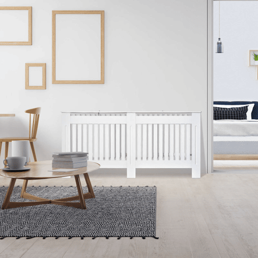 HOMCOM Cobertura Radiador com Desenho Moderno de MDF com Prateleira Superior para Sala de Estar Dormitório Escritório 172x19x81 cm Branco