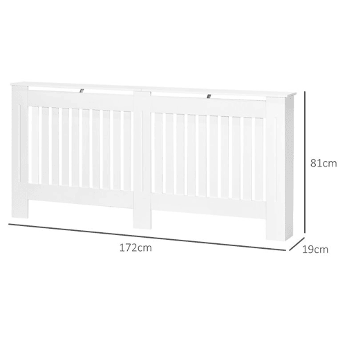 HOMCOM Cobertura Radiador com Desenho Moderno de MDF com Prateleira Superior para Sala de Estar Dormitório Escritório 172x19x81 cm Branco