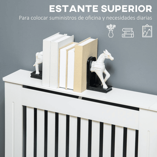 HOMCOM Cobertura Radiador com Desenho Moderno de MDF com Prateleira Superior para Sala de Estar Dormitório Escritório 172x19x81 cm Branco