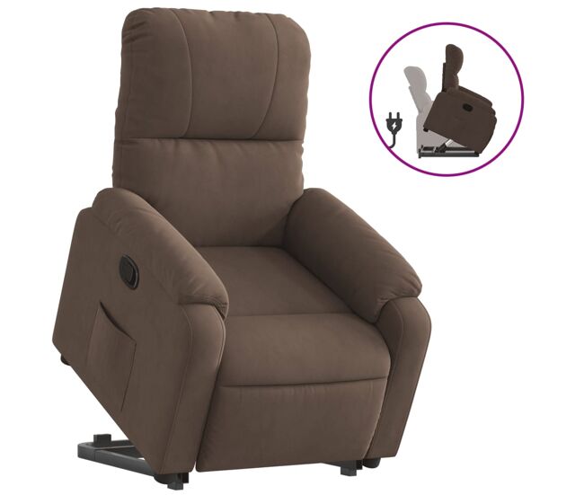 Vidaxl sillón reclinable elevable tela de microfibra marrón