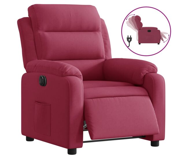 Vidaxl sillón reclinable eléctrico de terciopelo rojo tinto